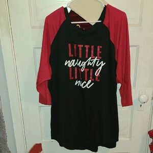 Torrid Red and Black Holiday Raglan Tee
